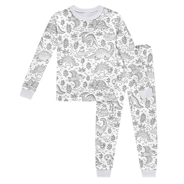 TBWNWG Ensembles et Ensembles pour Filles Enfants Col Rond Manches Longues Haut Pantalon Pyjamas Bricolage Peint à la Main Ensemble Tenue d'Intérieur Confortable pour Enfants, Taille 3-4 Ans