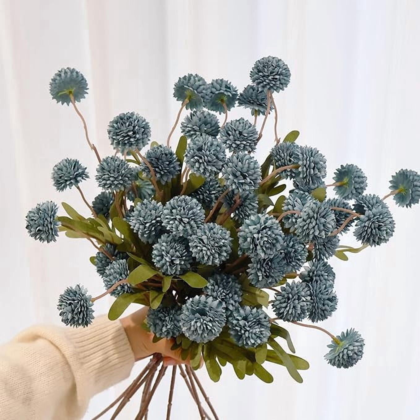12Pcs Fake Kiku Flowers, Artificial Small Chrysanthemum Balls with Stems, Faux Silk Mini Pompon Mums for Vase Floral Arrangement DIY Bouquets Wedding Party Table Centerpieces Home Decor (No Vase)