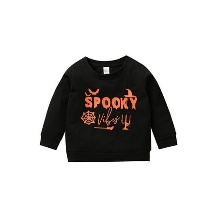 

Toddler Infant Baby Boy Girl Halloween Sweatshirt Letters Print O-Neck Long Sleeves Pullover 6M-4Y