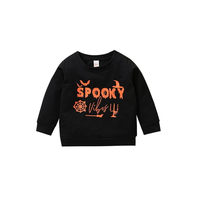Diconna Chandail d'Halloween pour Enfants à Imprimé de Lettres, Col Rond, Manches Longues, Chandail