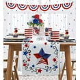 thumbnail image 2 of 4th of July Table Runner Patriotic Stars Table Runners Independence Day Fireworks Cotton American Flag Linen Dresser Scarf Kitchen Dining Table Decor for Memorial Day Holiday Party 13.8x90 Inch, 2 of 8