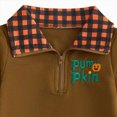 thumbnail image 5 of TOWED22 Toddler Boys Halloween Sweatshirts Kids Cotton Long Sleeve Crewneck Pullover Pumpkin Embroidered Checkered Shirts(Brown,12-18 M), 5 of 9