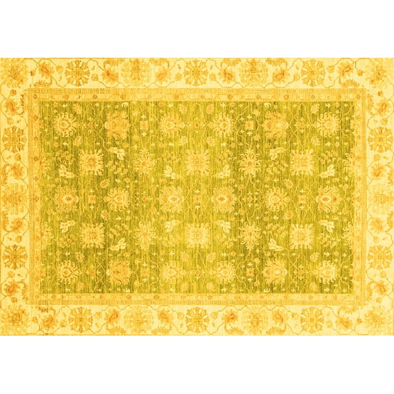 Ahgly Company Indoor Rectangle Oriental Yellow Traditional Area Rugs, 5' x 8'