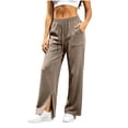 thumbnail image 3 of Ozmmyan 2026 Womens Wide Leg Sweatpants High Elastic Waist Side Split Cuff Casual Loose Fit Lounge Pants with Pockets, 3 of 8