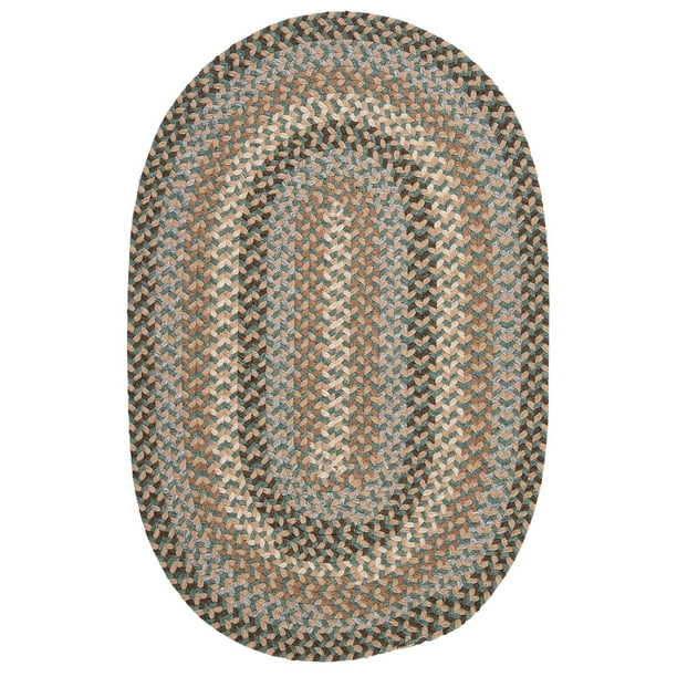 Neutral Bordered Oval Wool Braided Area, Small Braided Throw Rugs