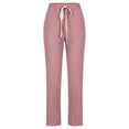thumbnail image 3 of Zpanxa High Waisted Pants for Women, Women's Casual Wide Leg Pants Solid Elastic Waist Loose Long Pants with Pocket Pink A XXL, 3 of 5