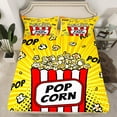 thumbnail image 2 of jejeloiu Popcorn Twin Sheet Sets,Movie Time Twin Fitted Sheet,Orange Red Flat Sheet For Boys Girls,Luxury Bedroom Decor,3pcs, 2 of 7