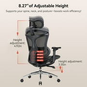 Sihoo Doro C300 Ergonomic Office Chair with Headrest, Lumbar Support, Adjustable Backrest, 3D Armrests, Breathable Mesh, Height & Tilt Adjustment - Black