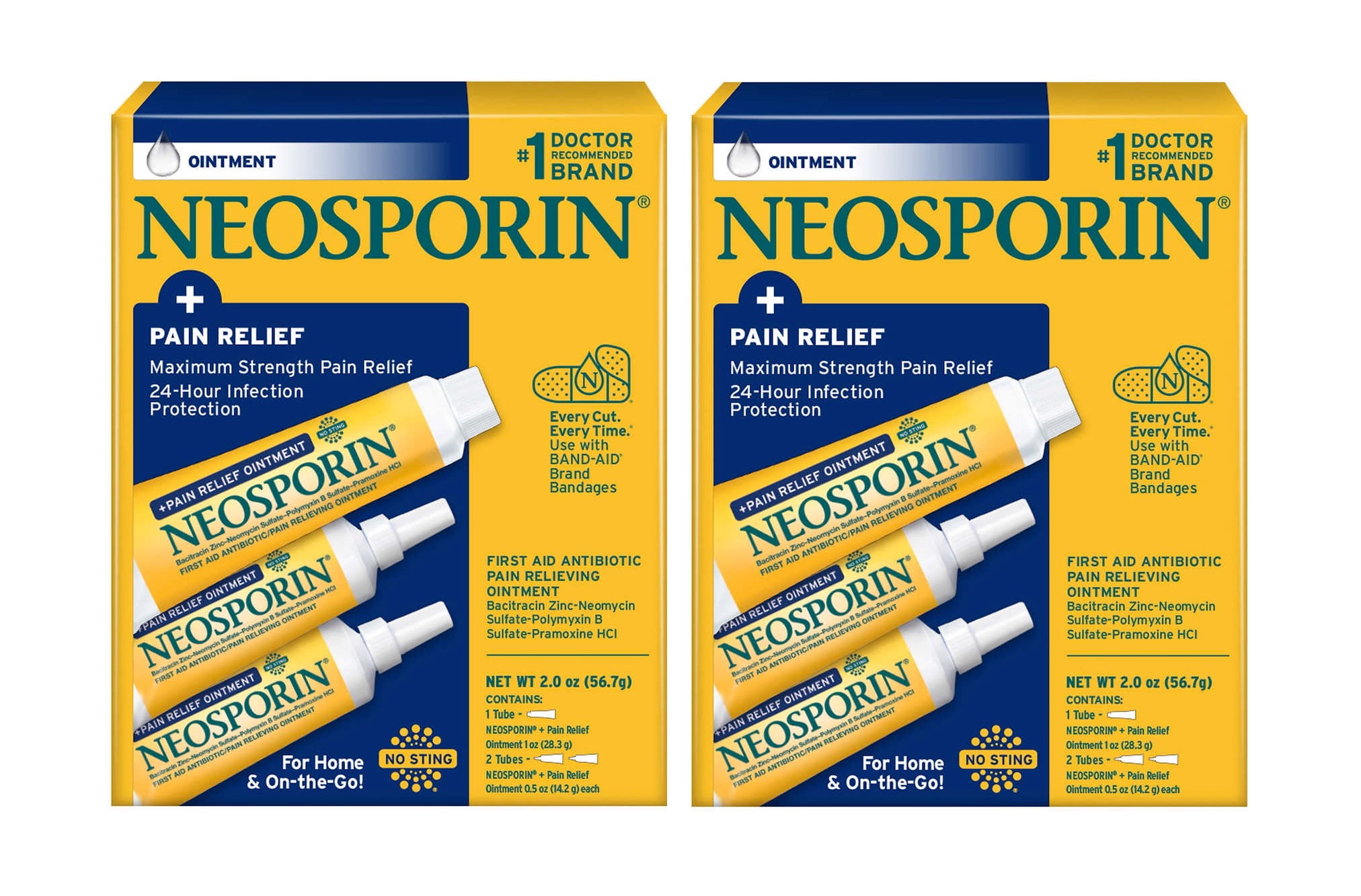 Neosporin + Pain Relief Dual Action Topical Antibiotic Ointment, 2 Ounces 2PK