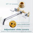 thumbnail image 6 of Wowow Wall Mount Tub Filler Polished Chrome Bathtub Faucets with 12 in. Long Spout Reach and Brass Rough in Valve, 6 of 8