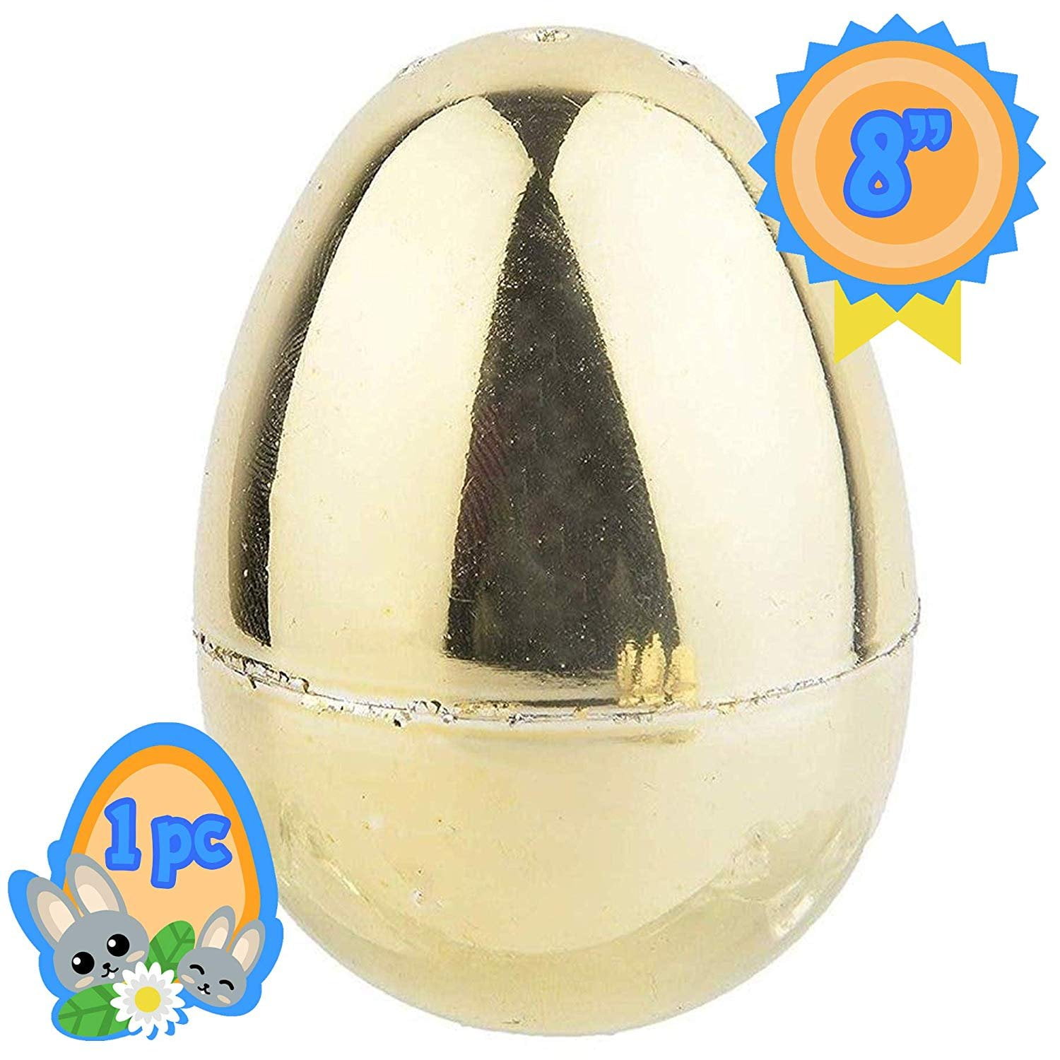 Totem World 8 Inch Jumbo Fillable Gold Metallic Plastic Easter Egg Hunt