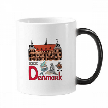 

Demark National symbol Landmark Pattern Changing Color Mug Morphing Heat Sensitive Cup With Handles 350 ml