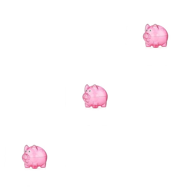 Caja de ahorro de dinero Toystoory forma de animal transparente Tapón extraíble portátil color Rosa roja S