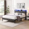 thumbnail image 3 of FFH Heavy Duty King Size Bed Frame, Upholstered Platform Bed with Headboard, 12.6'' Large Under Bed Storage Space, No Box Spring Needed, 3 of 9