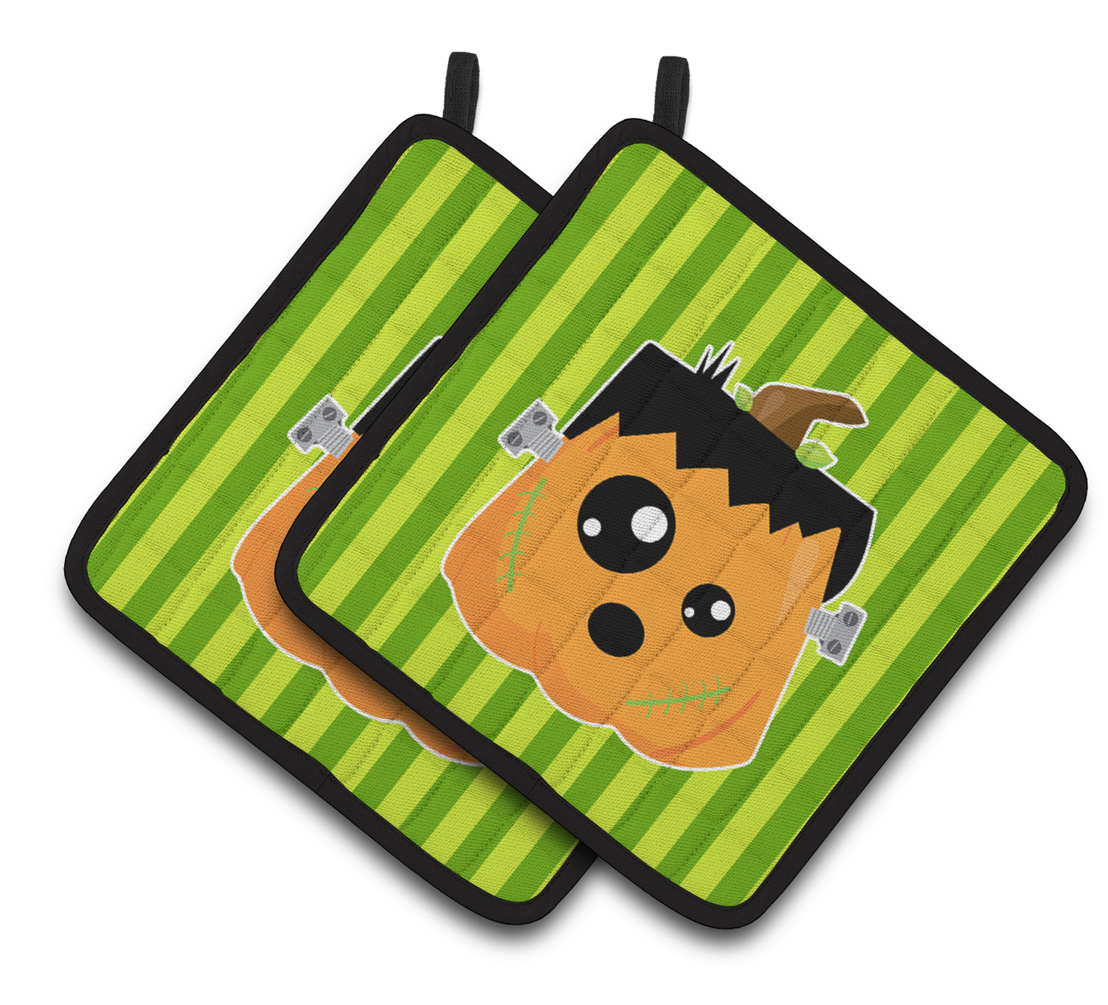 Caroline's Treasures Halloween Pumpkin Frankenstein Pair of Pot Holders