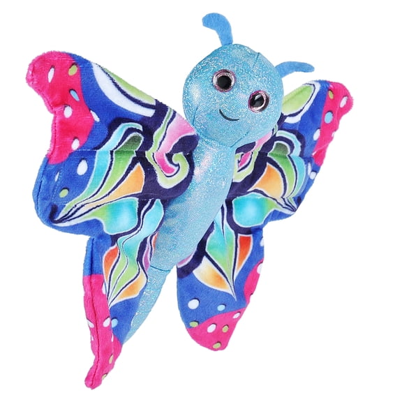 Wild Republic Huggers Butterfly Blue Plush Toy, Slap Bracelet, Stuffed Animal, Kids Toys, 8 Inches