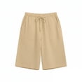 thumbnail image 6 of Women's Solid Color Casual Drawstring Sports Shorts with Pockets Summer Beach Travel Wear Khaki XL, 6 of 8