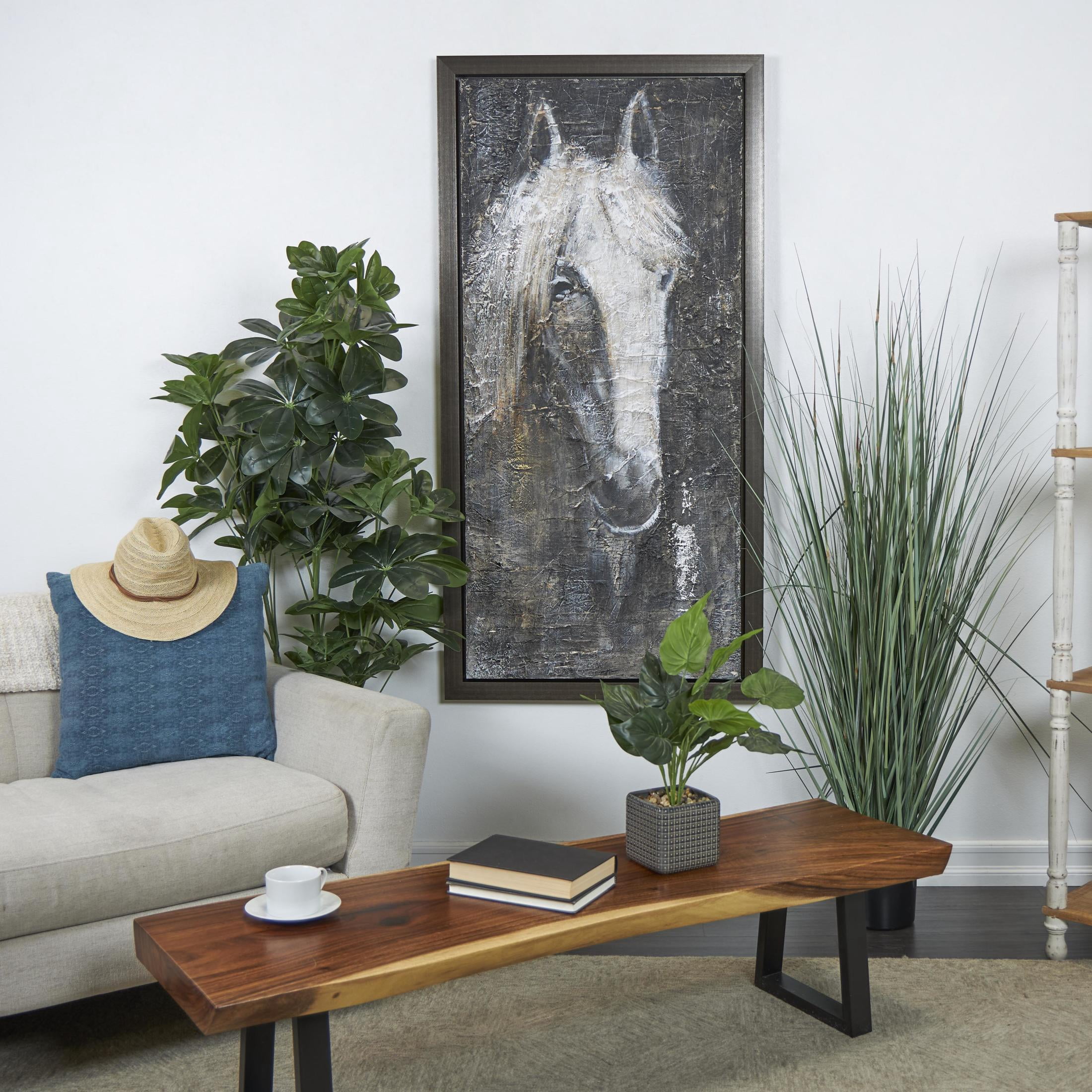 30" x 59" Horse Framed Wall Art with Textured Distressing, by DecMode