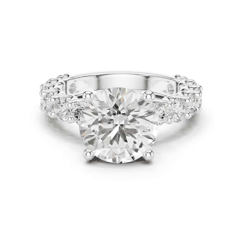 Zuwelria 3.00 Carat New Design Round Shape Moissanite Diamond Engagement Ring - Bridal Ring - Promise Ring | 18K White Gold Over Sterling Silver | D/VVS1 Size 5