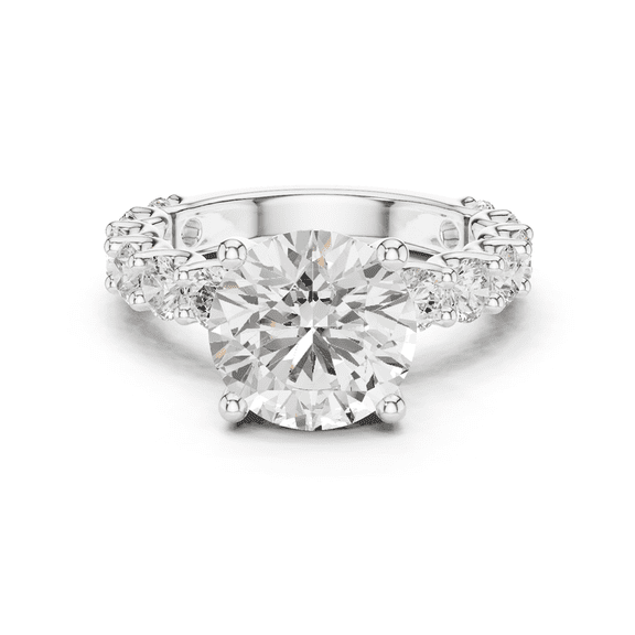 Zuwelria 3.00 Carat New Design Round Shape Moissanite Diamond Engagement Ring - Bridal Ring - Promise Ring | 18K White Gold Over Sterling Silver | D/VVS1 Size 5