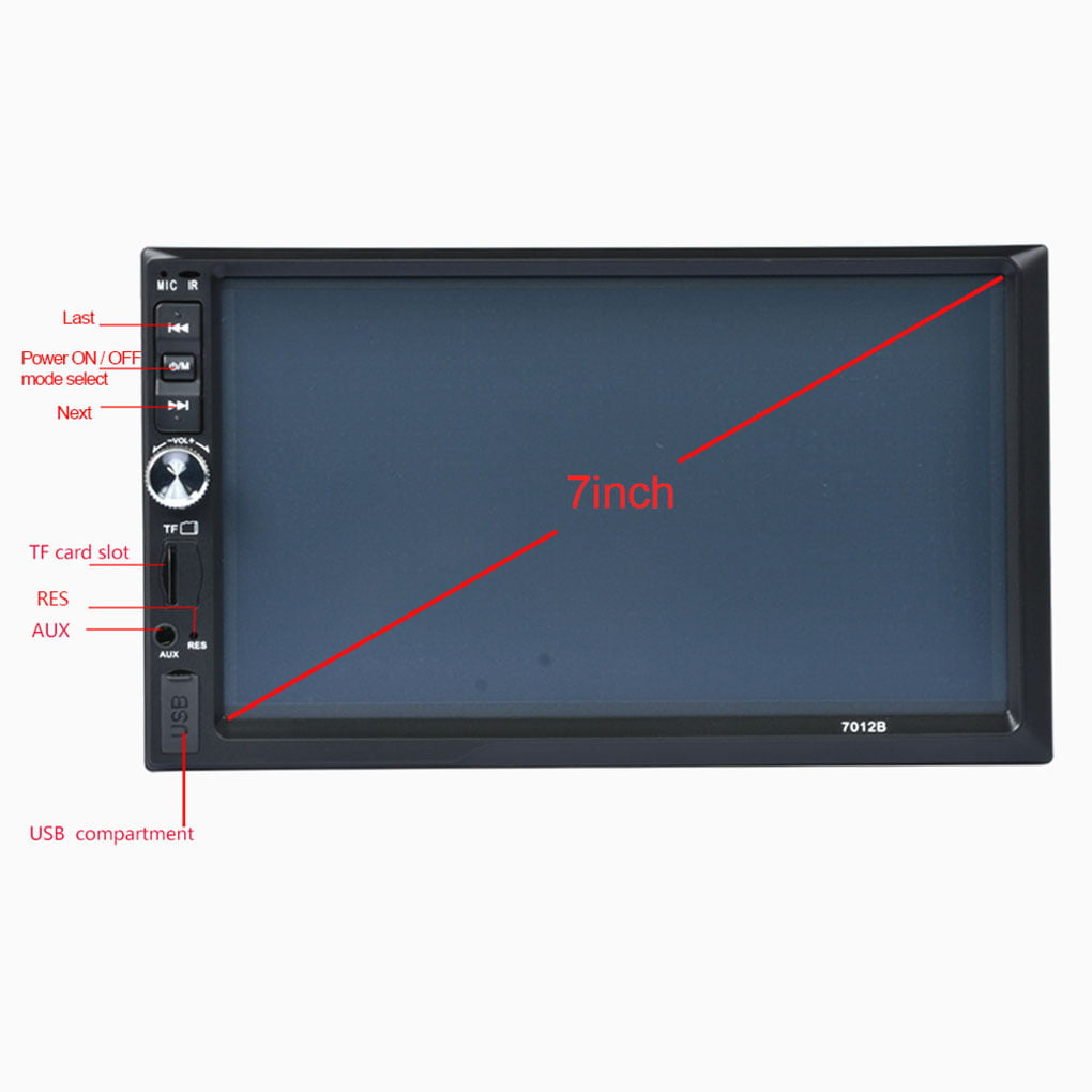 Car Stereo 7’’ Double Din Touch Screen Rear View Camera Included Wireless BT Connection Hands-Free Calling Steering Wheel Control Mirror Link InDash Car Radio MP5 Player for Car FM/TF/USB/Aux-in 