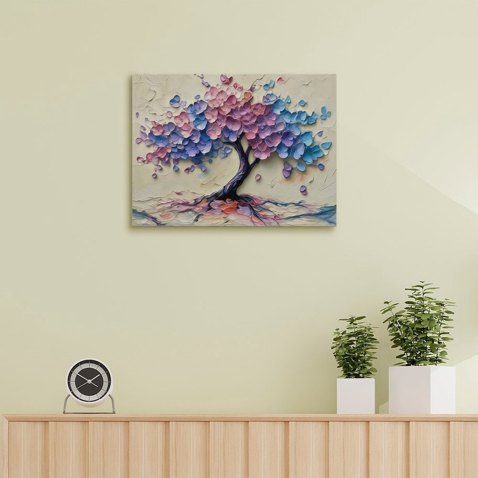 Tree of Life Canvas Wall Art, Textured Abstract Tree Oil Painting Style Print, Waterproof Canvas Artwork for Living Room Bedroom Office Home Decor