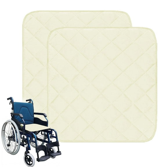 Wheelchair Cushion for Incontinence, 2 Pack Waterproof & Absorbent Seat Pad Cover, 22x21 Inch Non-Slip Reusable Washable Chair Protector Pads for Elderly, Patients, Disabled,Beige
