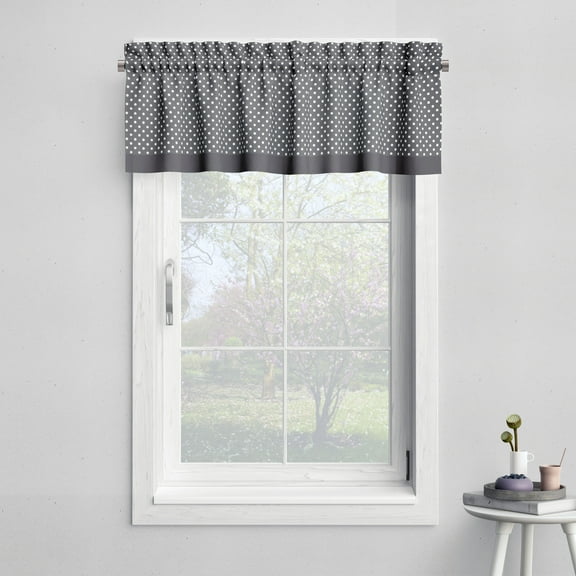 Bacati - Rod Pocket Window Valance Pin Dots Grey/White