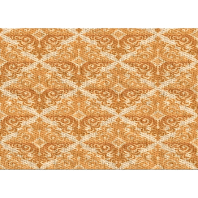 Ahgly Company Tapis d'Intérieur Lavables en Machine Rectangle Transitionnel Jaune Orange, 2' x 5'