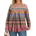 thumbnail image 5 of TQWQT Plus Size Womens Tops 4x-5x Fall V Neck Shirts Floral Graphic T-Shirt Long Sleeve Shirts Boho Tops Large Casual Clothes for Women Pink 2XL, 5 of 5