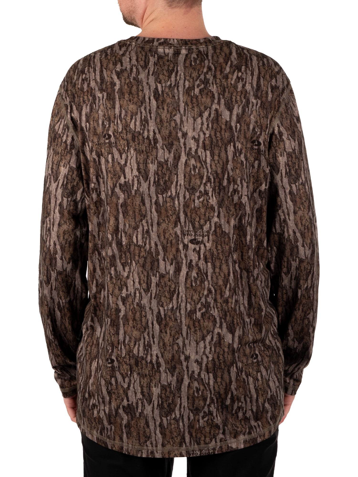 Mossy Oak Men's Long Sleeve Camouflage Hunting Performance Shirt, Mossy Oak Bottomland, 2XL
