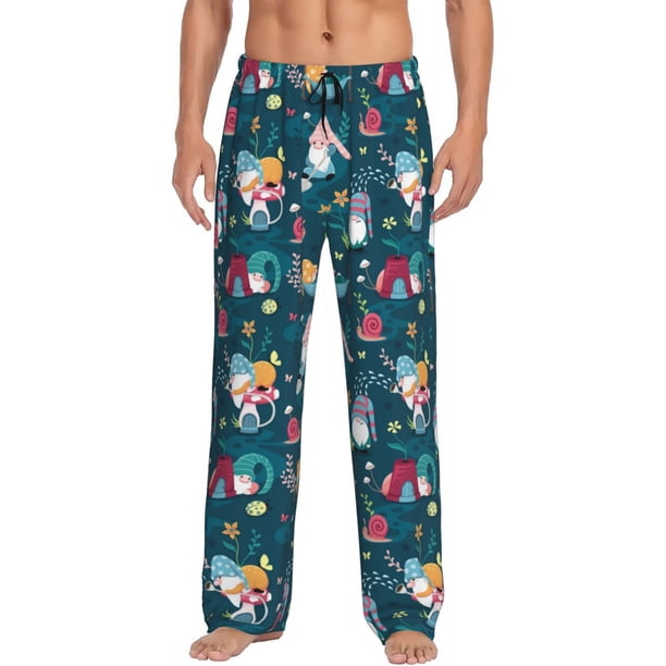 Balery Garden Gnomes In Flower Pantalones de pijama para hombre, pijama ultraligero, pantalón de descanso-Medium