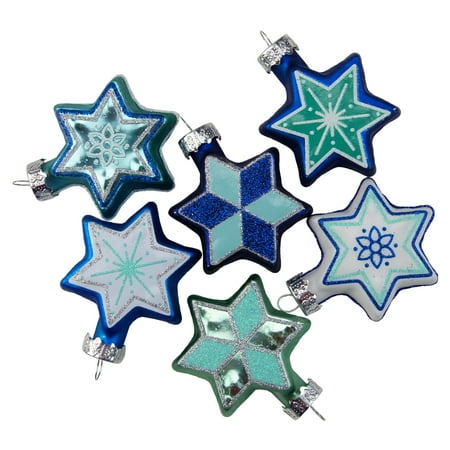 Set of 6 Blue and White Star of David Hanukkah Holiday Ornaments - 2.25