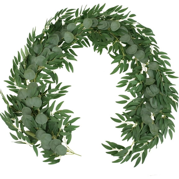 HaCpiu Artificial Eucalyptus Garland, 6.1FT Faux Greenery Garland Hanging Vines, Norfolk Pine Garland Wall Vines for Wedding Backdrop Table Runner Centerpiece DIY Wreath Decor