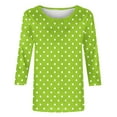 thumbnail image 4 of Plus Size T-Shirts Womens 3/4 Sleeve Polka Dots Print Crew Neck Graphic Tees Base Casual Summer Tops (5XL, Green), 4 of 6