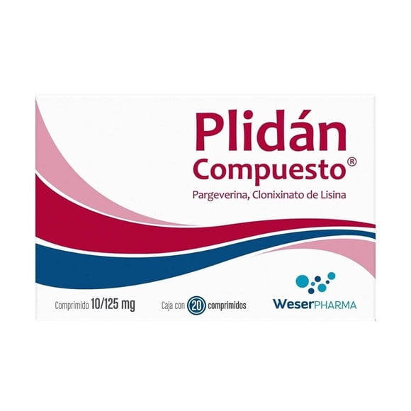 Plidán Compuesto Pargeverina 10 mg, Cloxinato de Lisina 125 mg 20 comprimidos
