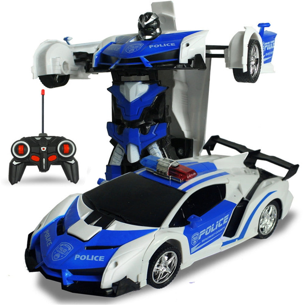 IN 1-TRANSFORMERS ROBOT POLICE CAR TOY WITH LIGHT & SOUND KIDS GREAT FUN TOY 2 