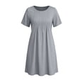 thumbnail image 5 of Mifsaly T Shirt Dresses for Women 2026 Pleated Front Crewneck Short Sleeve Mini Dress with Pockets Breathable Flowy A-Line Summer Beach Sundress Gray,S, 5 of 8