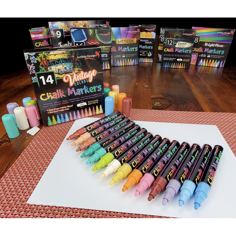 Shuttle Art Chalk Markers, 24 Vibrant Colors Liquid Chalk Markers