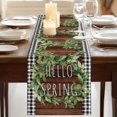 thumbnail image 3 of Table Runners 72 Inches Long Dress Scarves, Farmhouse Green Garland Farmhouse Kitchen/Dining Table Runner, Coffee Tablerunners, Spring Black Plaid Wood Grain 14x72 Inch, 3 of 9