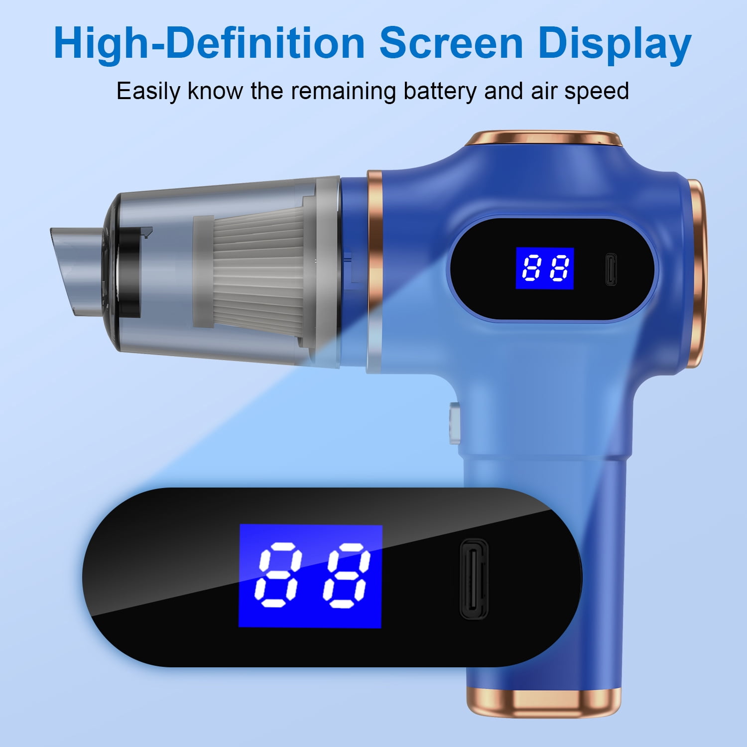 Compressed Air Duster Cordless Handheld Vacuum,AILKIN LED Display 120000Pa 3000mAh Air Blower Electric Compressed Air Duster Cleaner for Computer Keyboard Cleaning,Car,Electronics,Office
