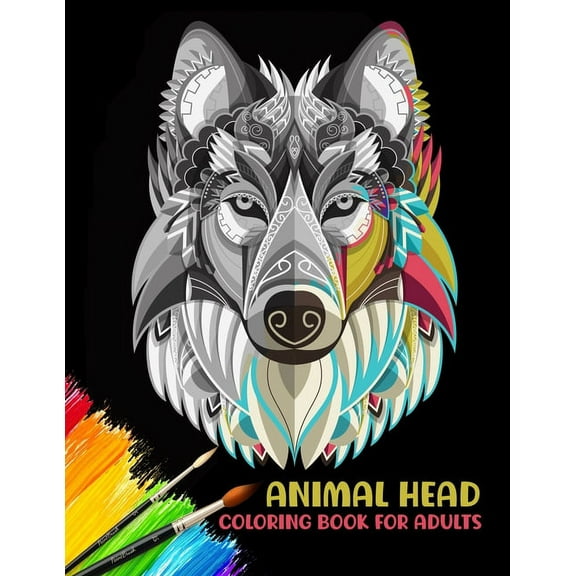 Animal head coloring book for adults: 50 stress relieving coloring page (Paperback)