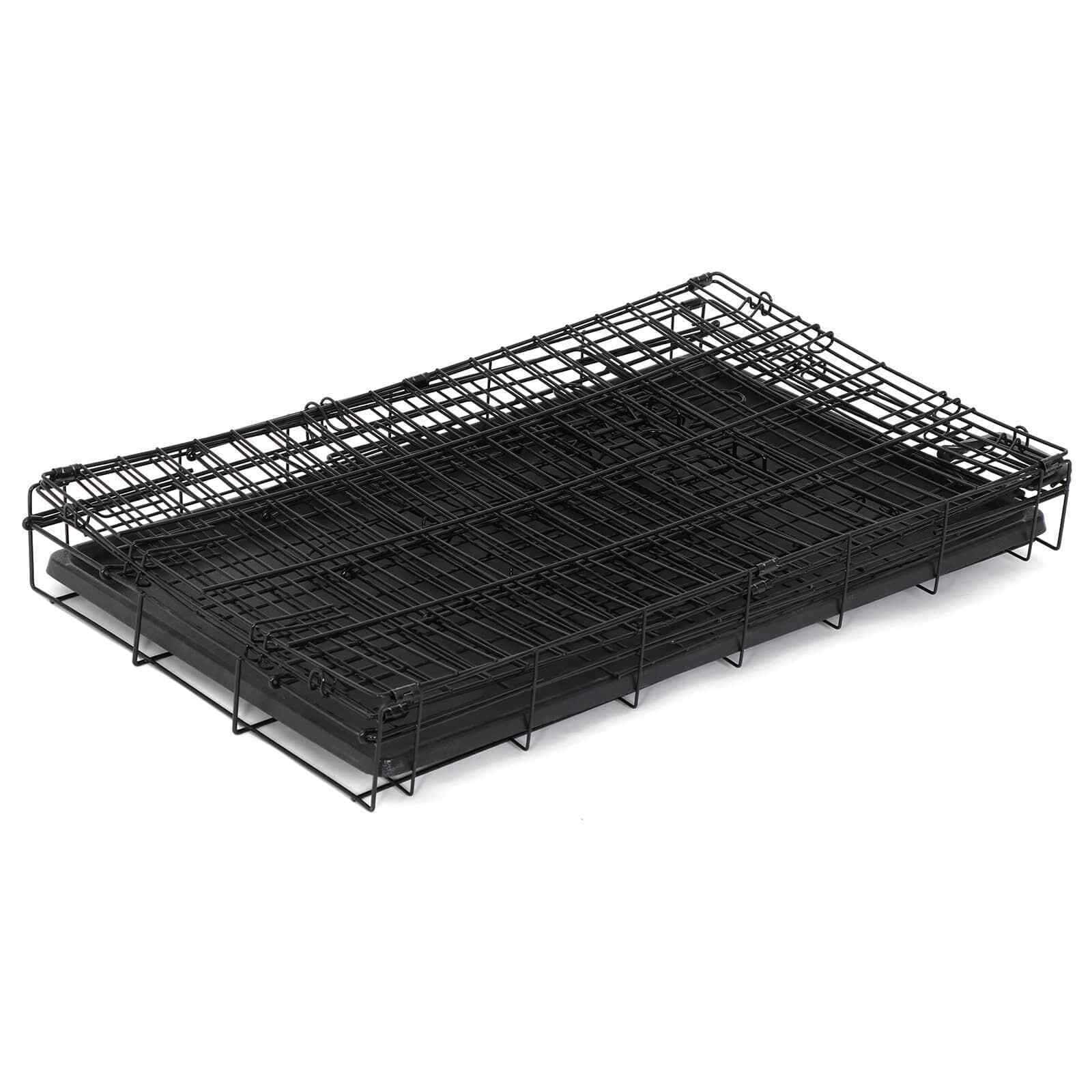 ZENSTYLE 30" Durable Dog Crate Kennel Folding dog Cage 2 Door with Tray Indoor Pet Safe House Black