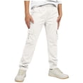thumbnail image 3 of ATOGUTA Boys Cargo Pants With Pockets Wide Leg School Uniform Pants Kids Elastic Waist Flowy Summer Beach Lounge Trousers with Pockets Size 4T-15, White, 3 of 6