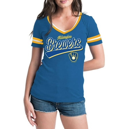 - MLB Milwaukee Brewers Women's Short Sleeve Team Color Graphic Tee