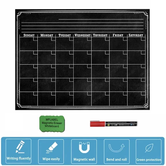 16"X12" Magnetic Refrigerator Dry Erase Calendar Week Monthly Planner Board  Pen