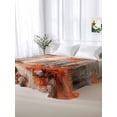 thumbnail image 6 of Red Orange Flat Sheets Only Twin XL Size, Soft Breathable Bed Top Sheets for Mattress, Modern Oil Painting Art Forest Luxury Bedding Flat Sheets for Home Hotel Bedroom Bed Protection, 6 of 9
