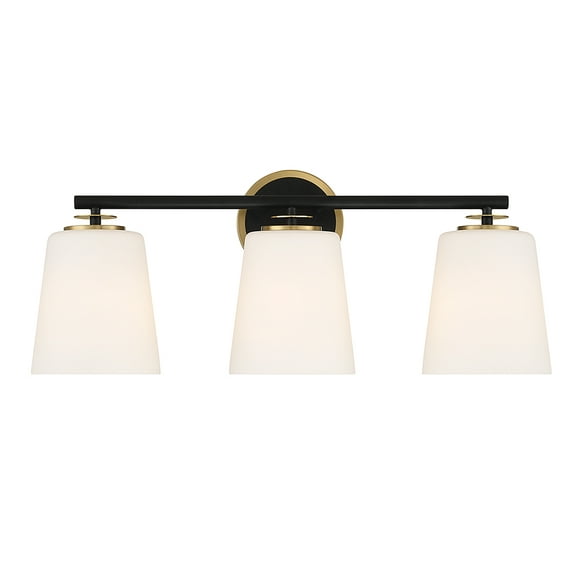 Trade Winds Nell 3-Light Bathroom Vanity Light in Matte Black and Natural Brass