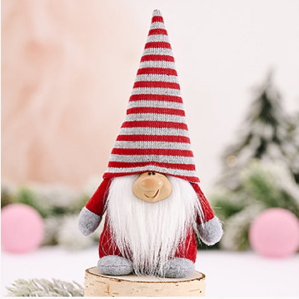 Fiudx Muñeco de Papá Noel de Tela, Decoración Navideña Hecha a Mano, Cuerpo de Lana Suave y Barba Blanca Larga, con Peso para Ponerse de Pie Fácilmente, Decoración de Mesa Navideña, Regalo para La Fa
