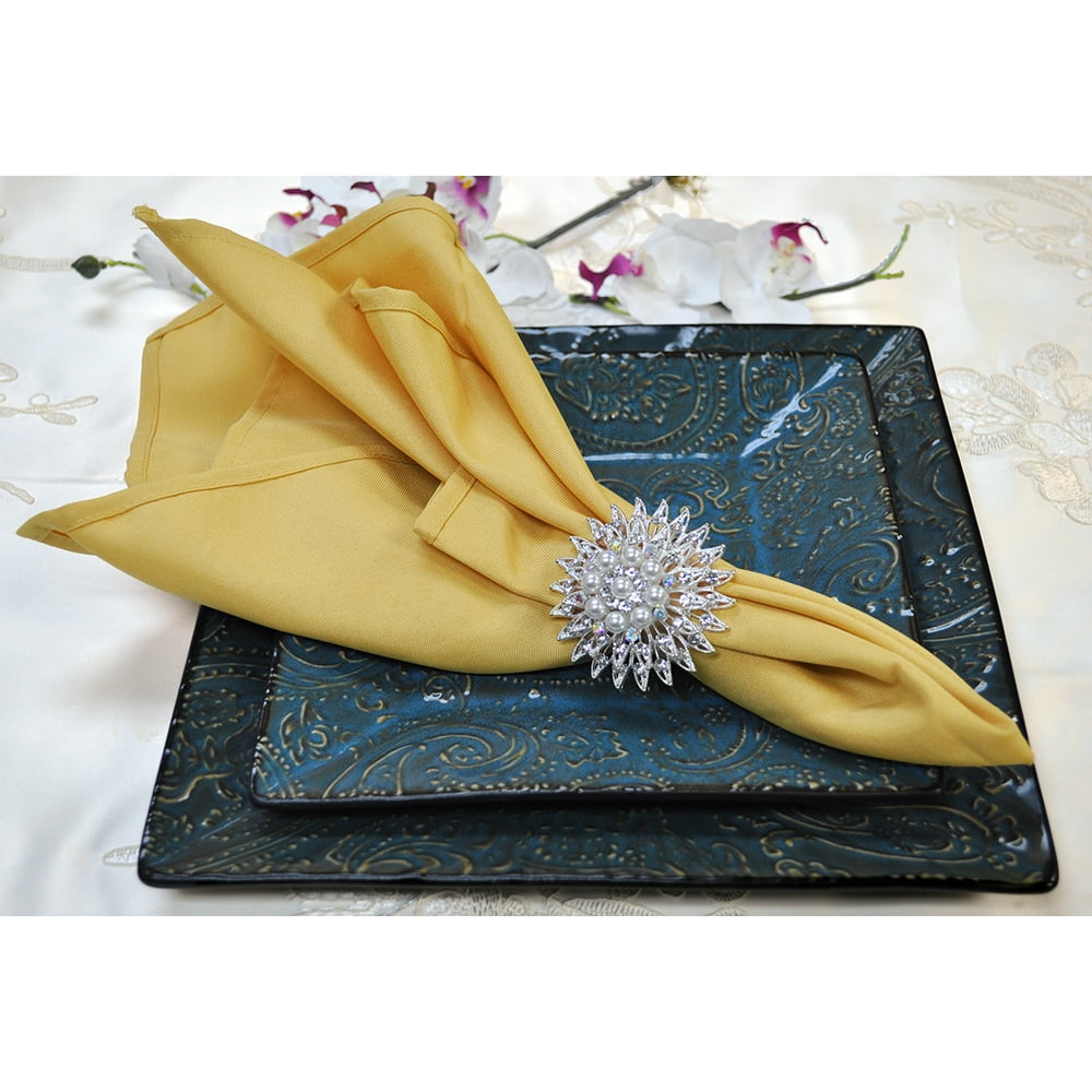 Wedding Linens Inc. (10 pcs) 20" x 20" Polyester Linen Napkins Gold